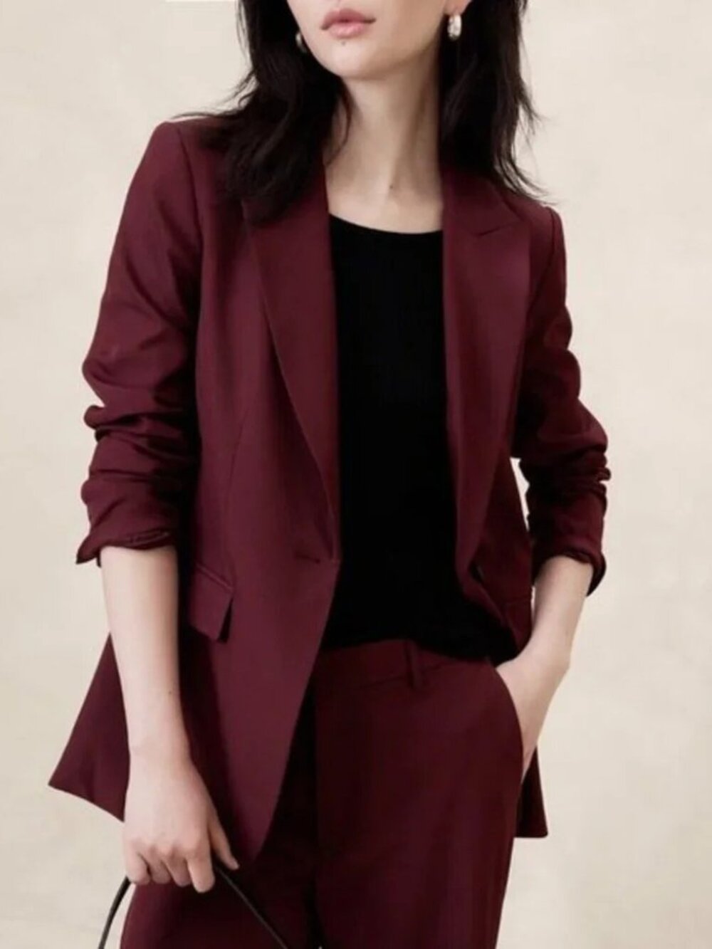 New Banana Republic Sculpted Suit Blazer Bright Wine Red 0